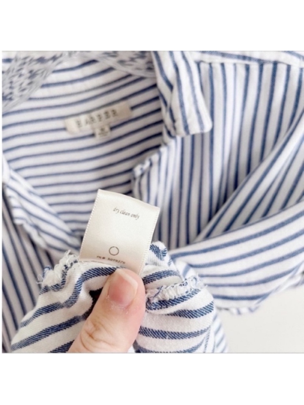 Harper Francesca's blouse white blue striped dolman sleeves high low - Picture 8 of 9
